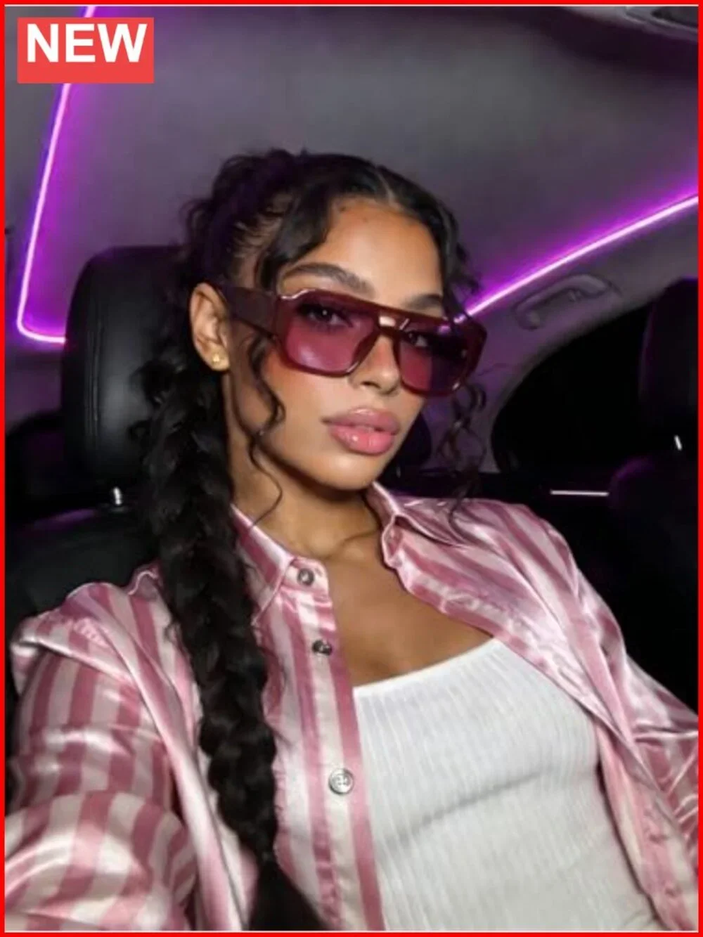 Retro Oversized Aviator Sunglasses Square Double Bridge UV400